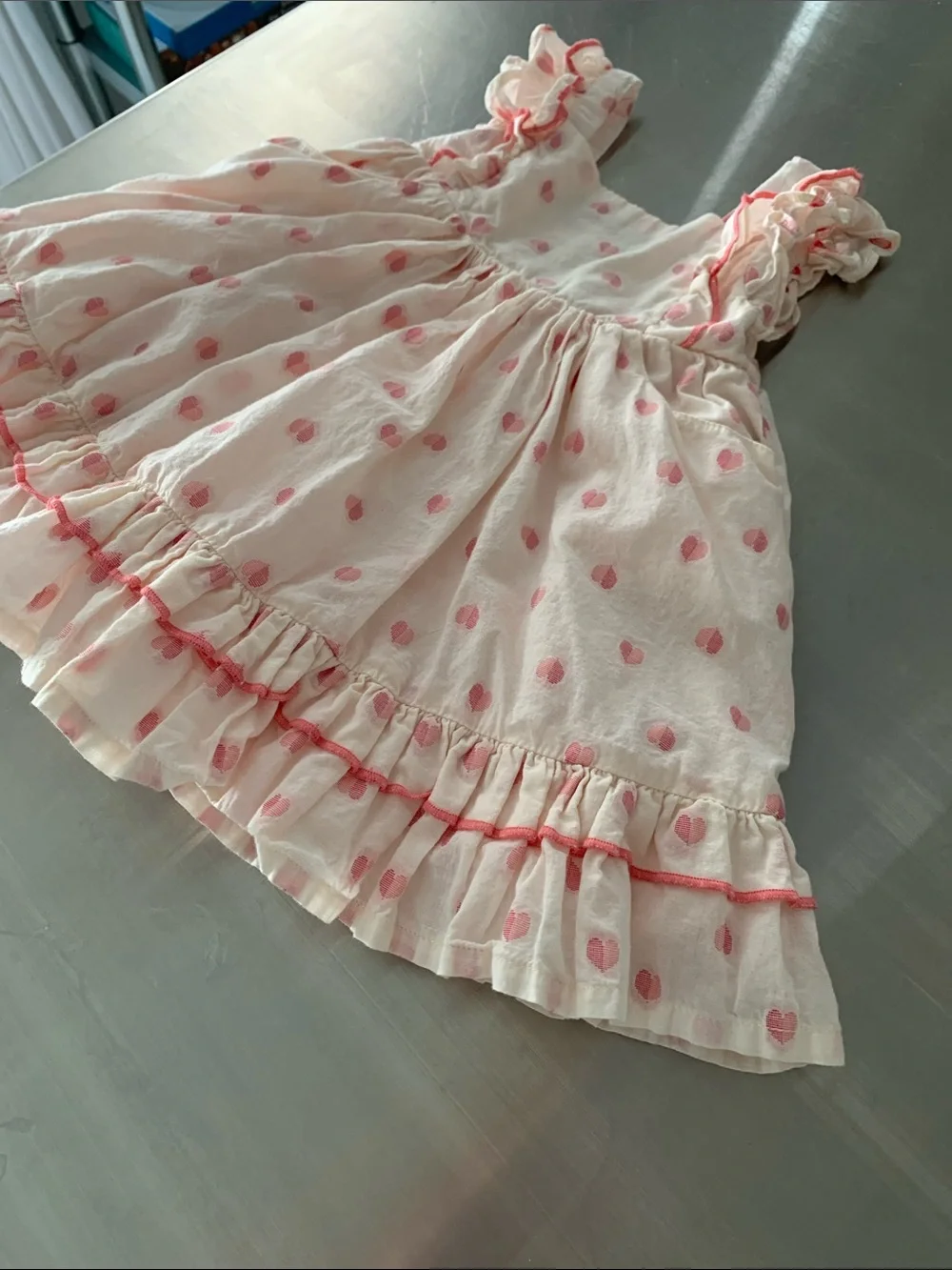 Cupcakes and Cashmere Baby Girl Dress Cotton Hearts Pattern - Size 18M